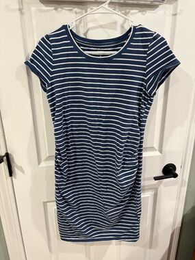 Sonoma blue striped maternity dress